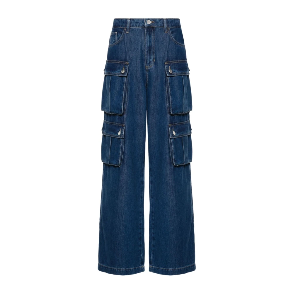 Blå Denim Cargo Wide Leg Jeans