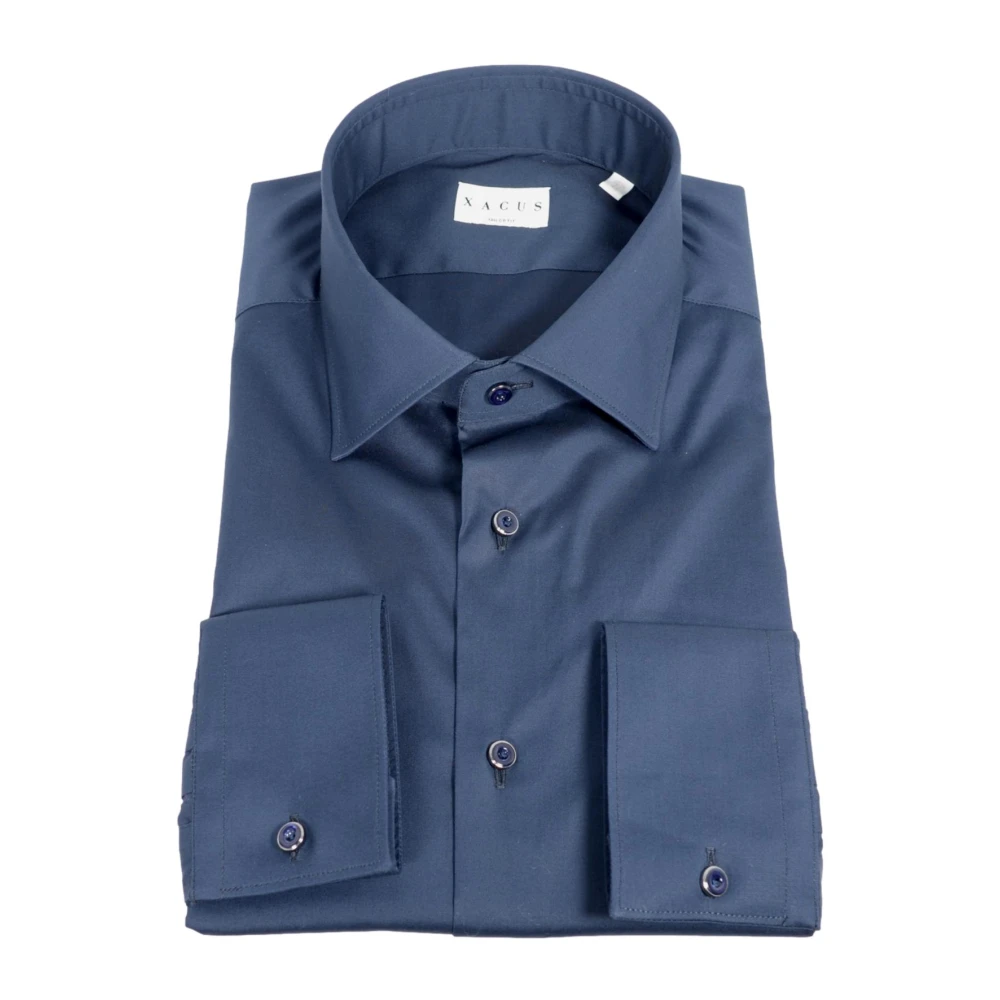 Xacus Blue Formal Shirts, Male, 4XL, Modern French Collar Shirt