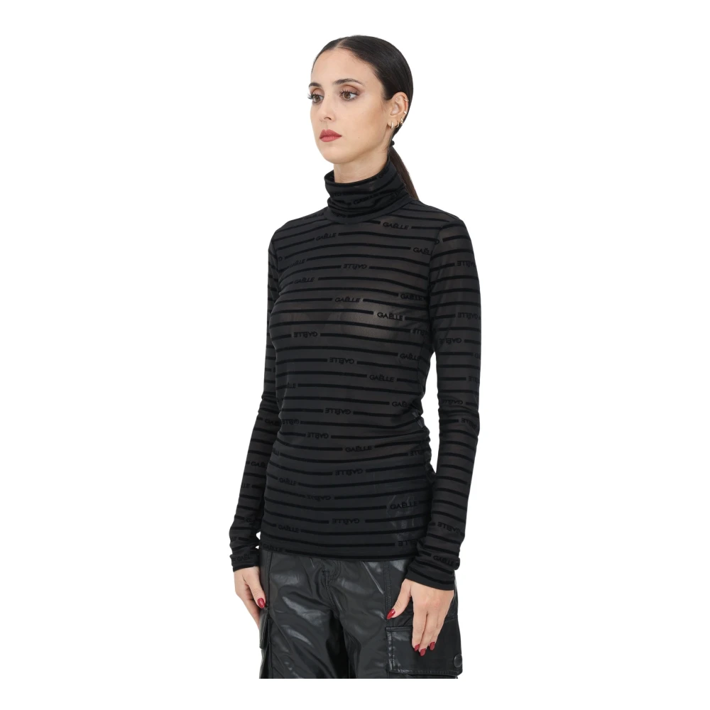 Gaëlle Paris Gestreepte coltrui zwart Black Dames