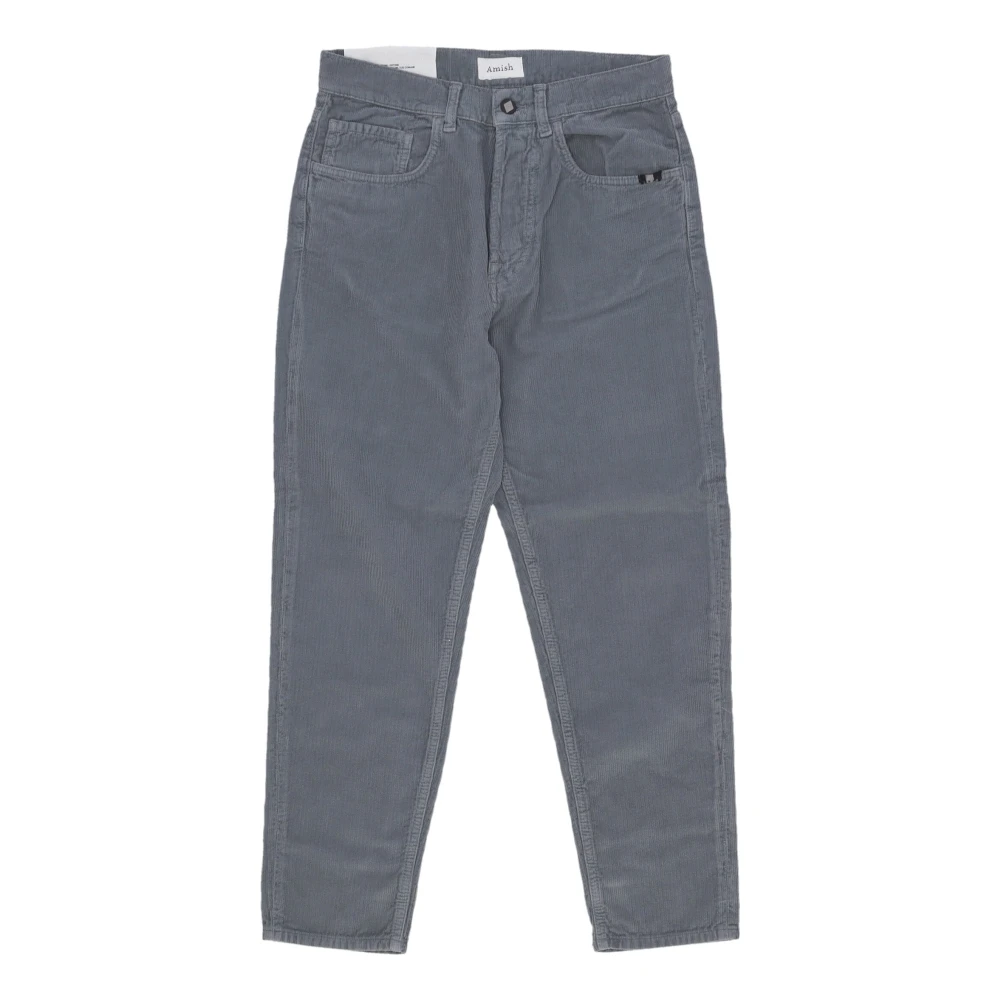 Amish Men's Gray Velvet Work Trousers Anthracite - Straight Trousers - W28 - Trousers