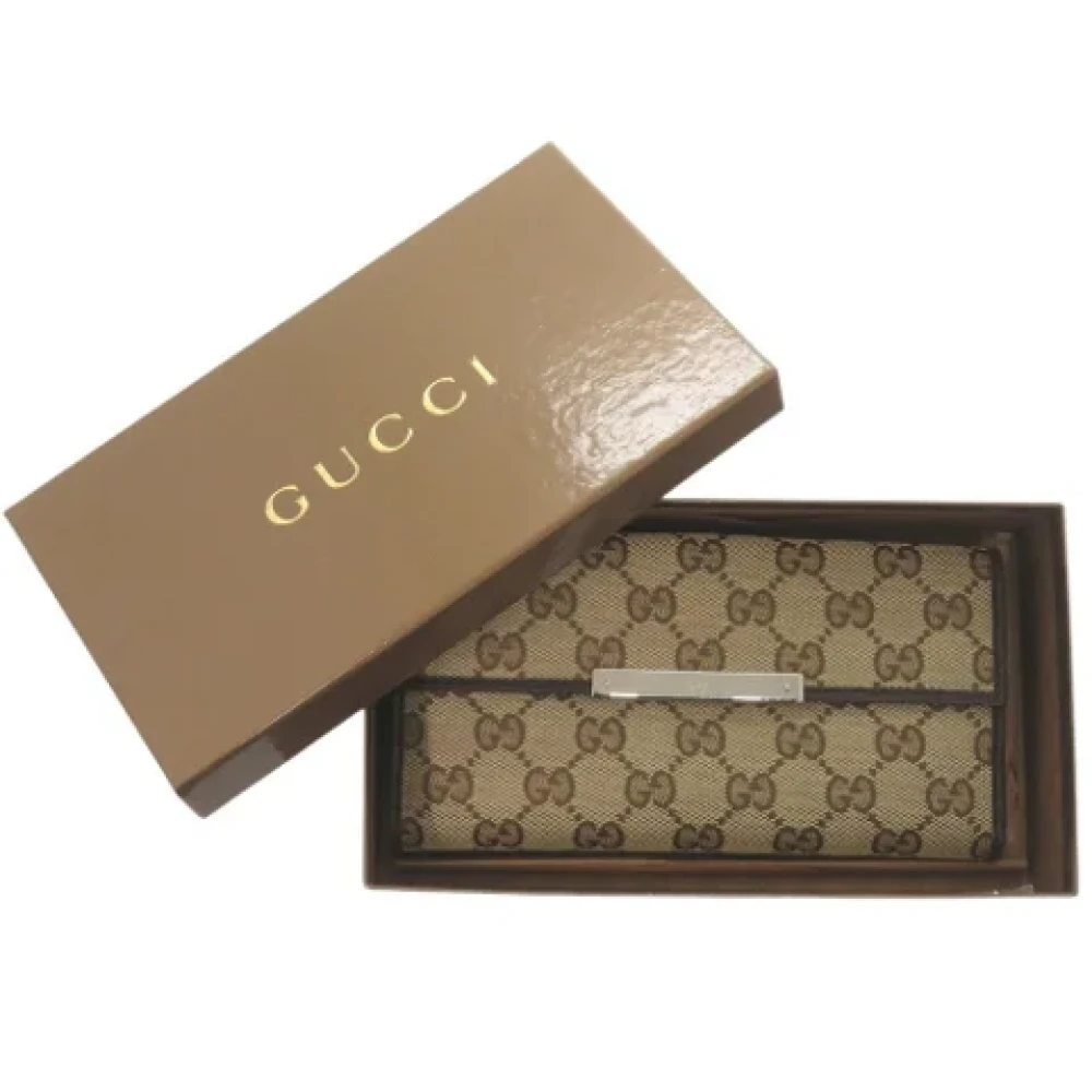 Gucci Vintage Pre-owned Canvas wallets Beige Dames
