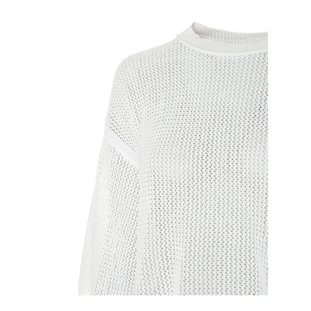 drykorn Gehaakt Gebreid Oversized Shirt White Dames