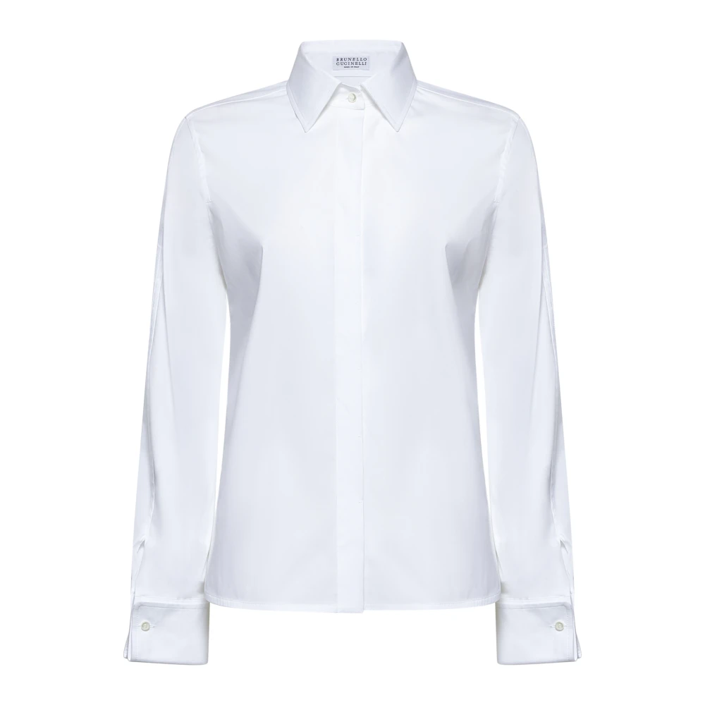 BRUNELLO CUCINELLI Witte Stretch Katoenen Overhemd White Dames