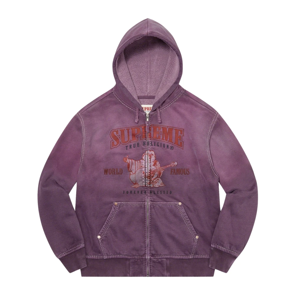 Supreme Paarse Zip Up Hoodie Limited Edition Purple Heren