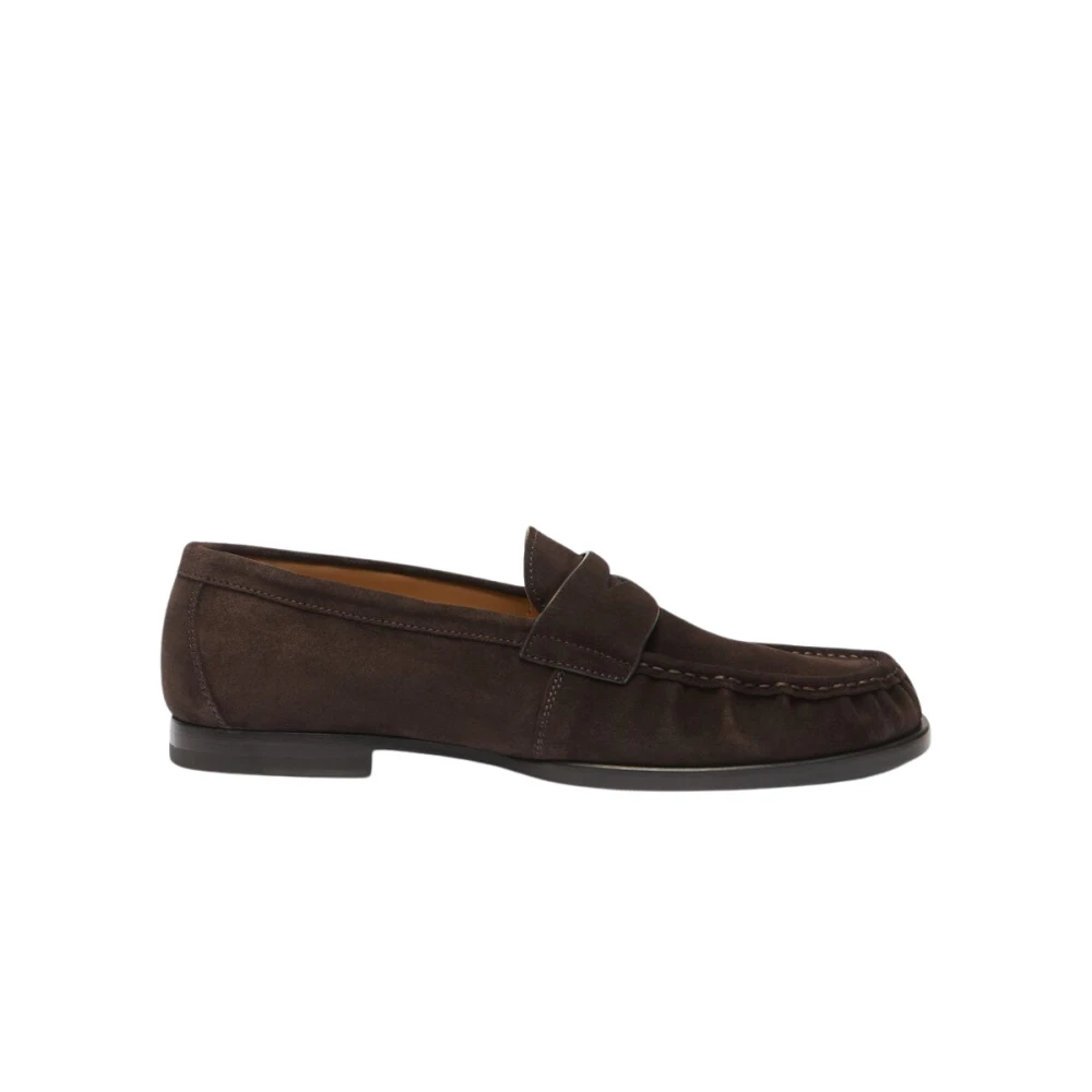 Scarosso Handgjorda bruna penny loafers i mocka Brown, Herr