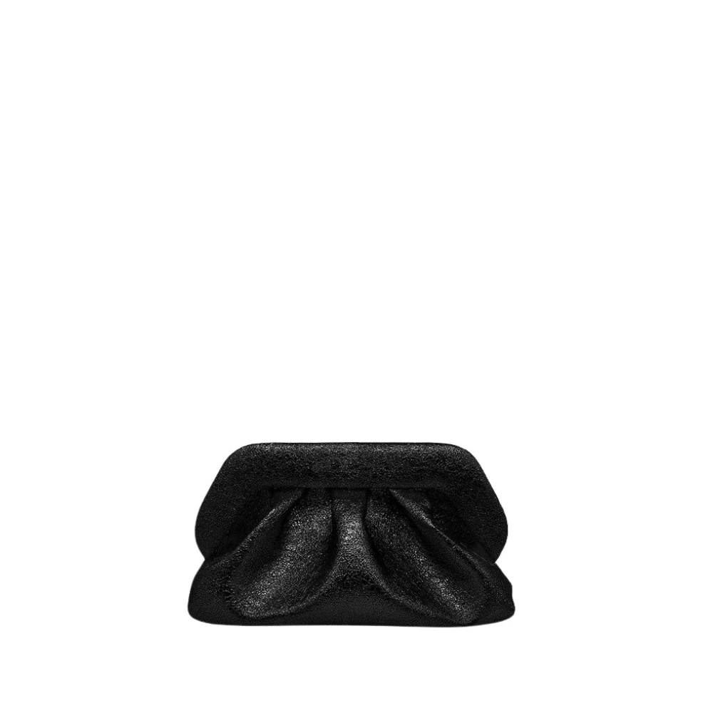 THEMOIRè Gelamineerde Zwarte Clutch Tas Vegan Stof Black Dames