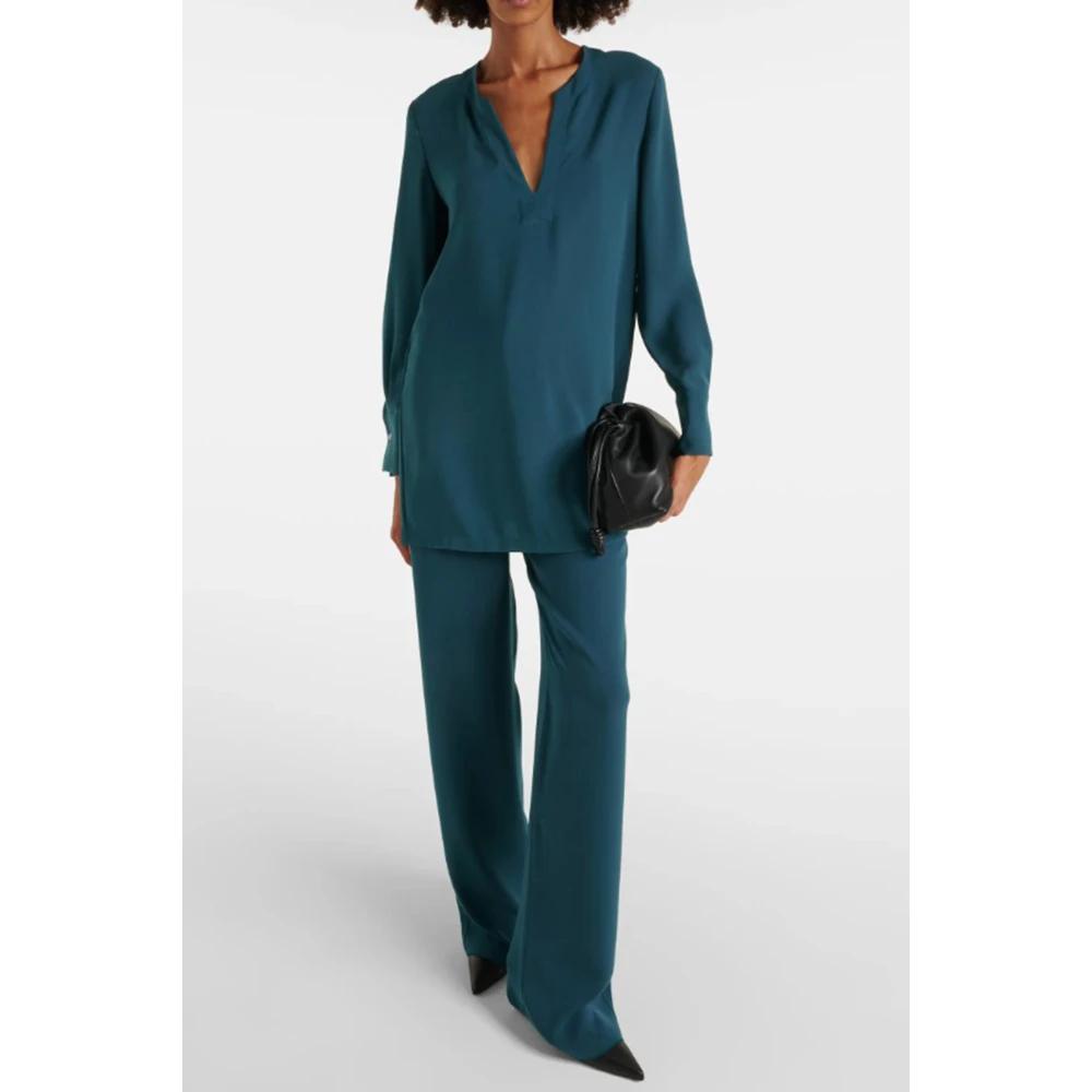 Max Mara Studio Elegante V-hals Blouse Green Dames