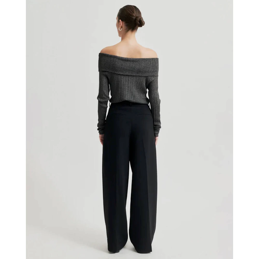 Second Female Off Shoulder Ellis Knit Pullover Second Dames Black Dames