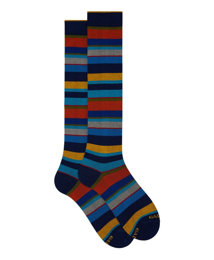 chaussettes-longues-en-coton-bleu-pour-femmes-a-rayures-multicolores