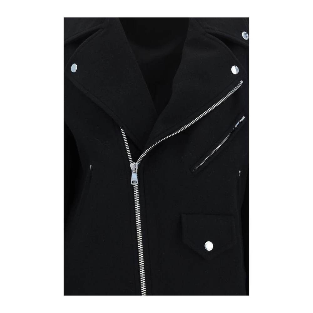 Balmain Wollen jas met ritssluiting Black Heren