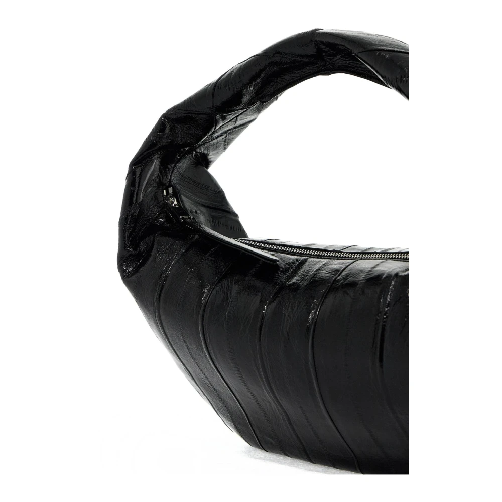 Khaite Olivia Hobo Tas in Glanzend Palingleer Black Dames
