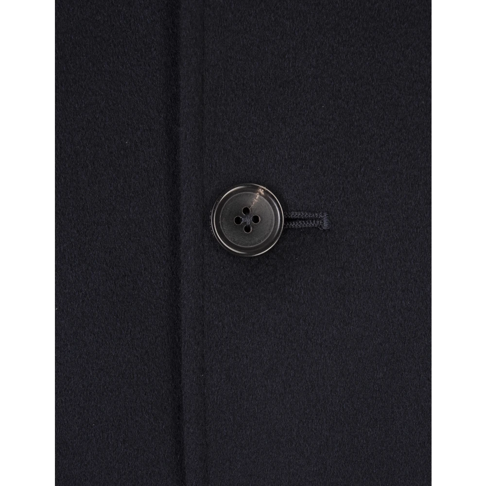 Ermenegildo Zegna Blauwe Kasjmier Midi Jas met Hoge Kraag Blue Heren