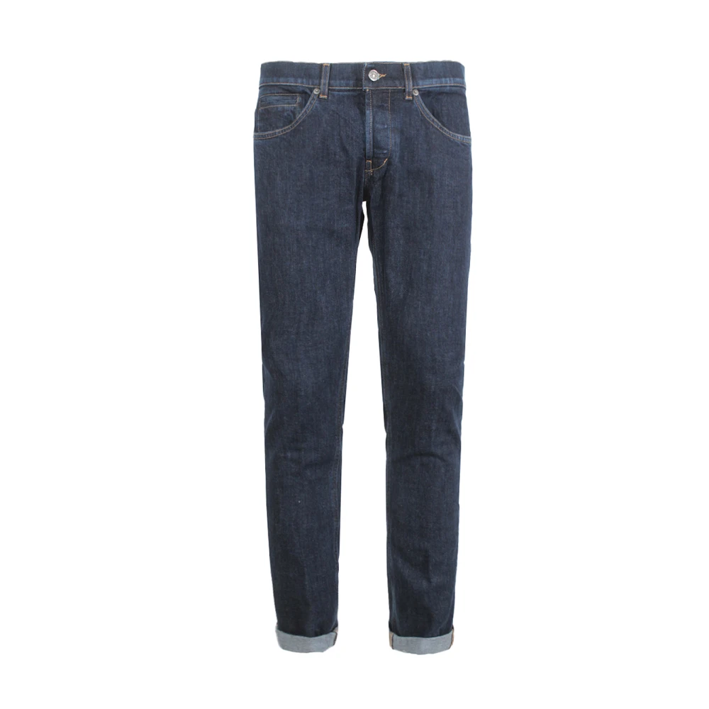 Dondup Blauwe Slim Fit Jeans met Metalen Logo Blue Heren