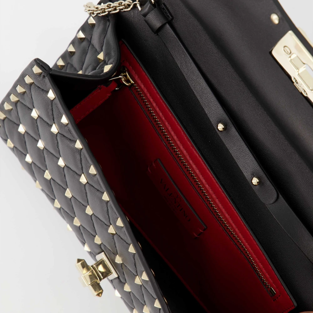 Valentino Garavani Zwarte Lambskin Spike Tas Black Dames