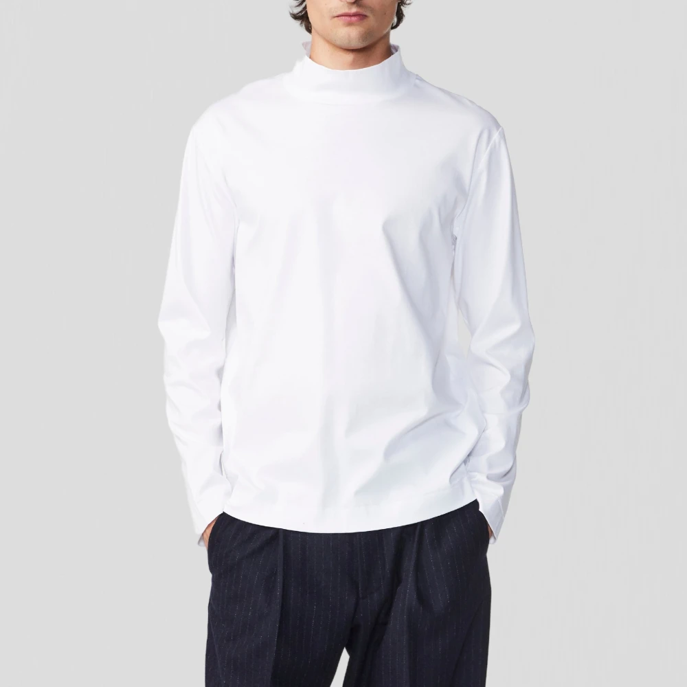 Nn07 Witte Katoenen Tee met Mock Neck White Heren