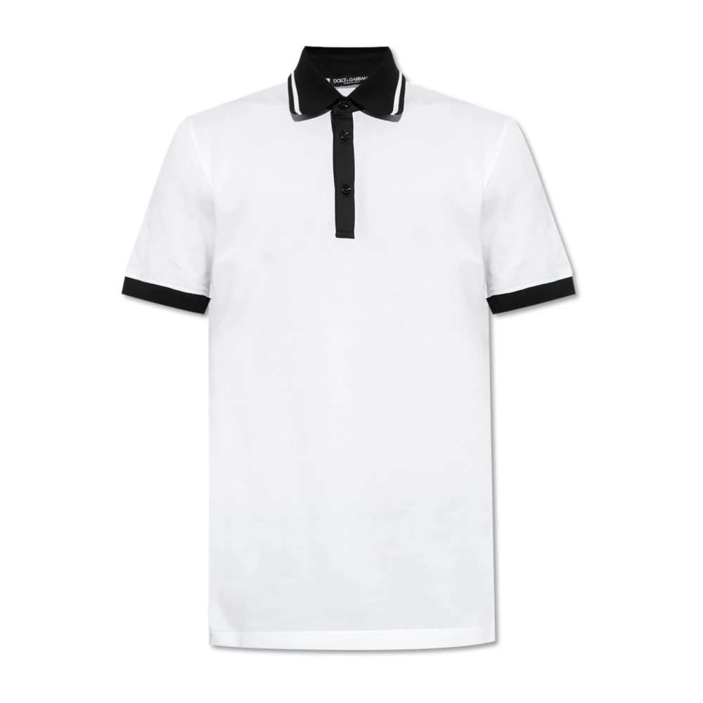 Dolce & Gabbana Men's White Polo Shirts, Xl, Polo With Printed Logo