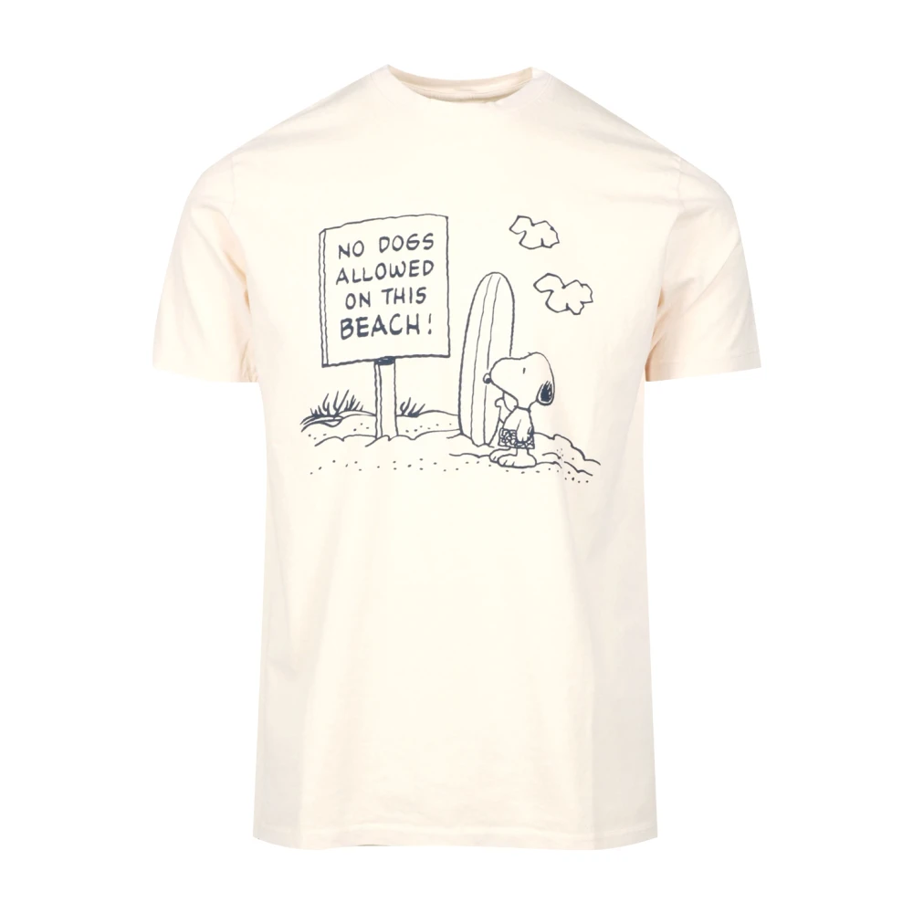 Roy Roger's Beige Peanuts Print Katoenen T-Shirt Beige Heren
