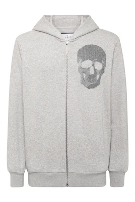 Zippad Hoodie Sweatshirt Skull strass