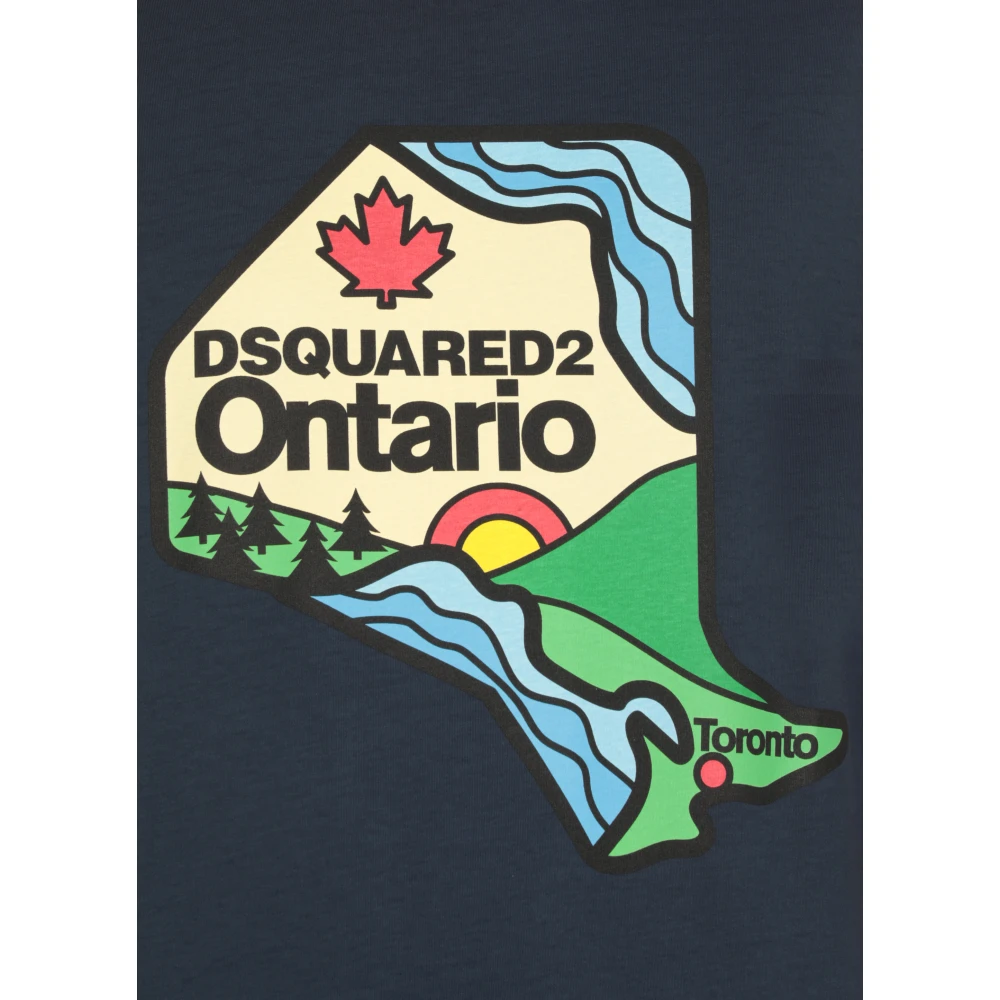 Dsquared2 Blauw Katoenen T-shirt met Print Blue Heren