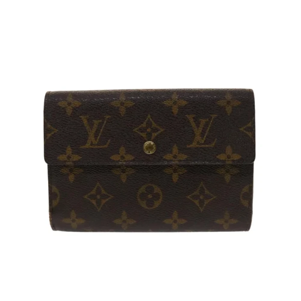 Pre-owned Brunt lerret Louis Vuitton lommebok