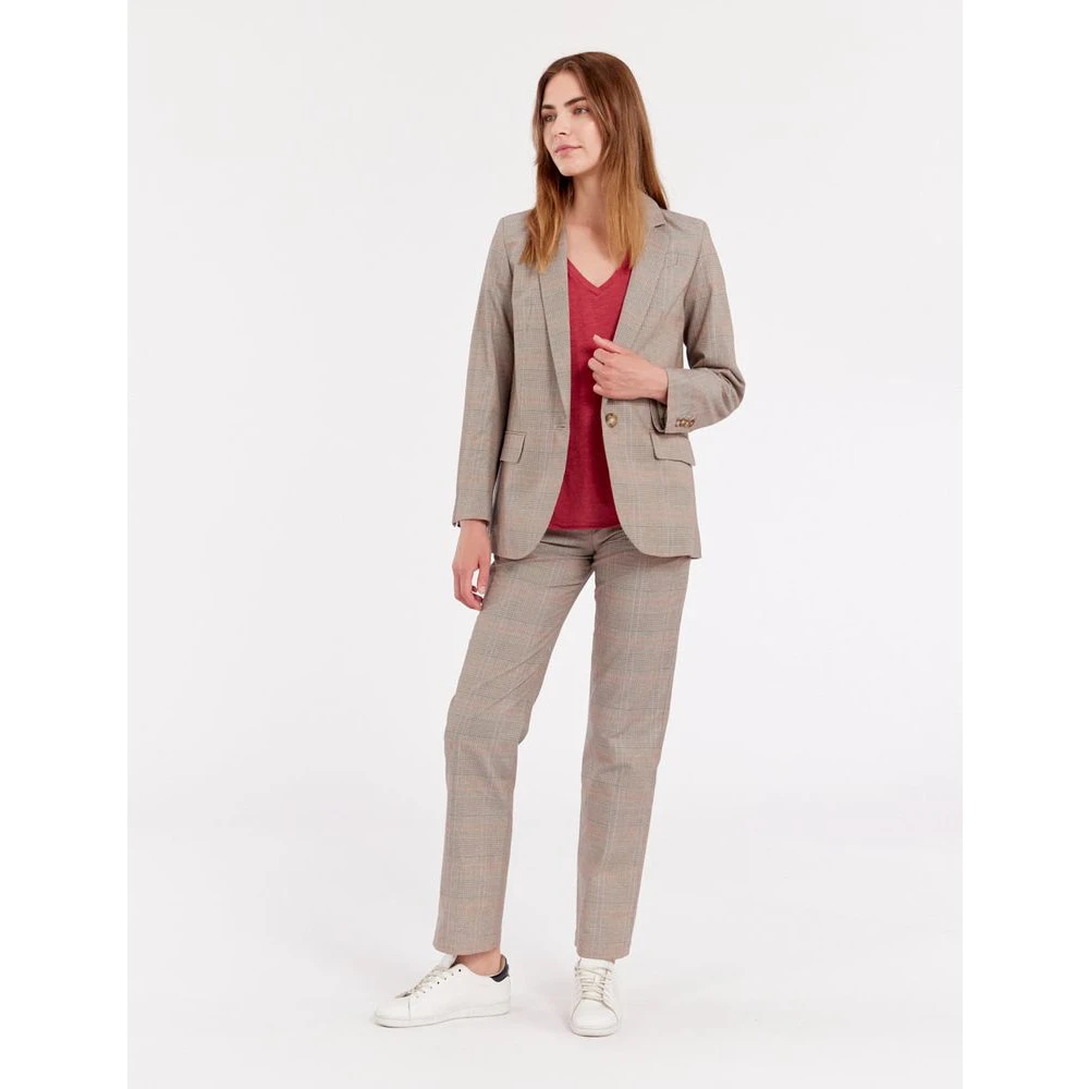 Ines De La Fressange Paris Bruin geruite jas Multicolor Dames
