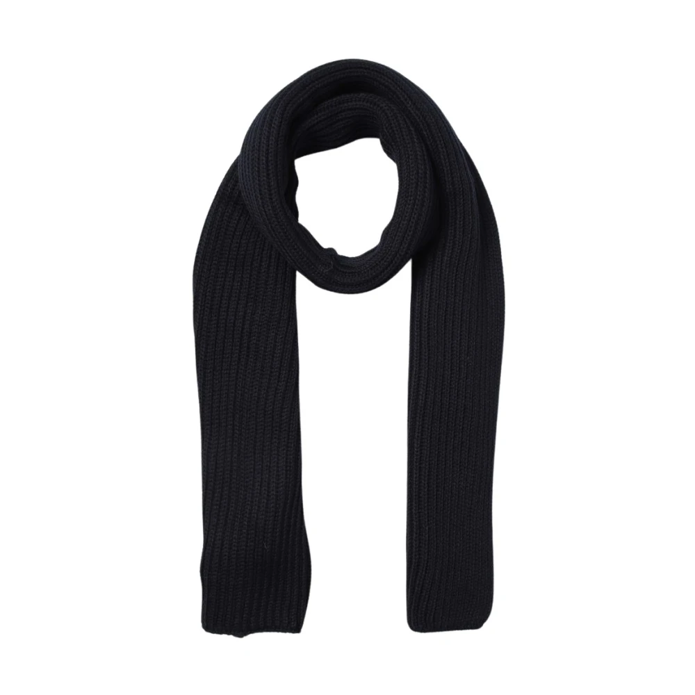 Dondup Black Winter Scarves, Male, One Size, Wool Logo Scarf