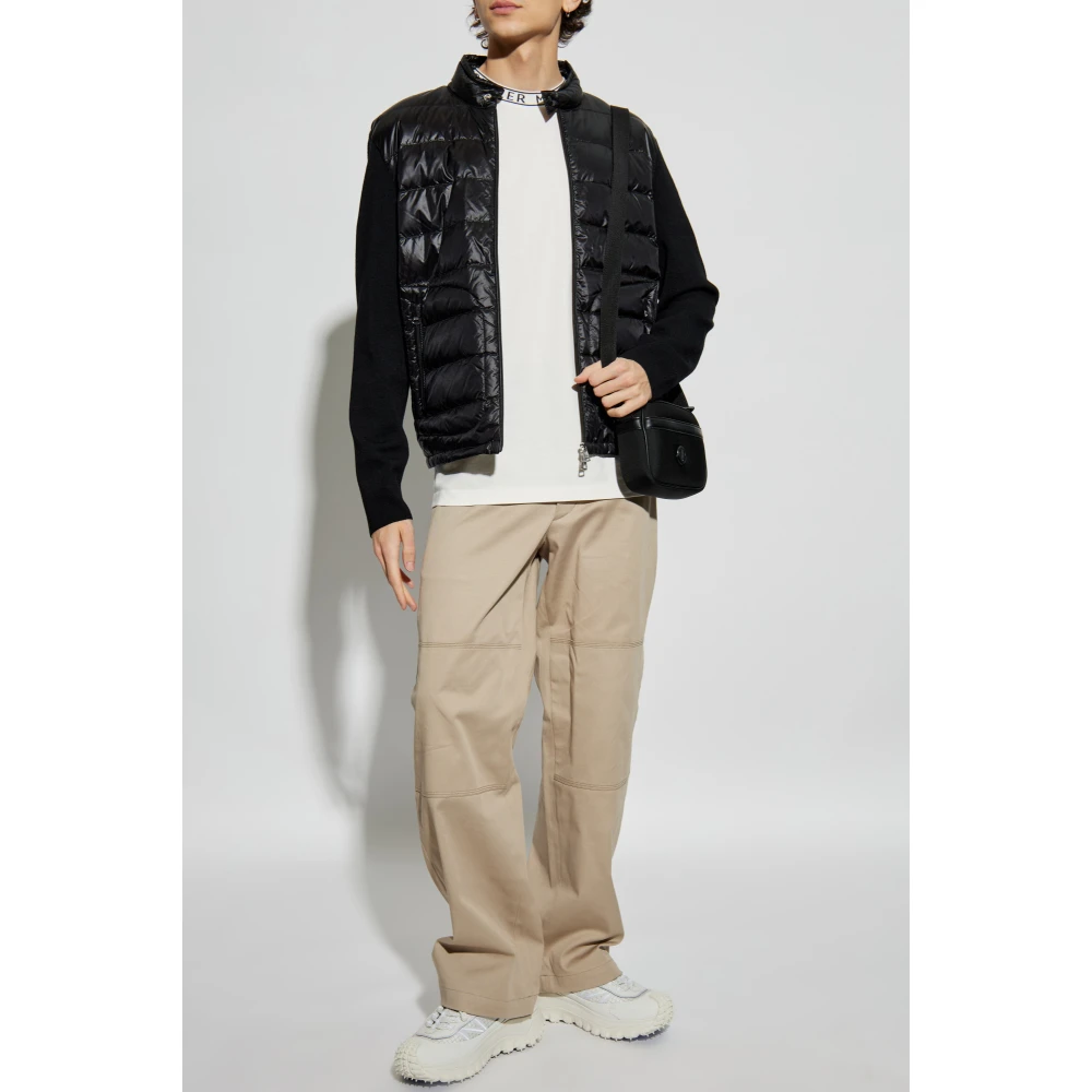 Moncler Vest met dons inzetstuk Black Heren