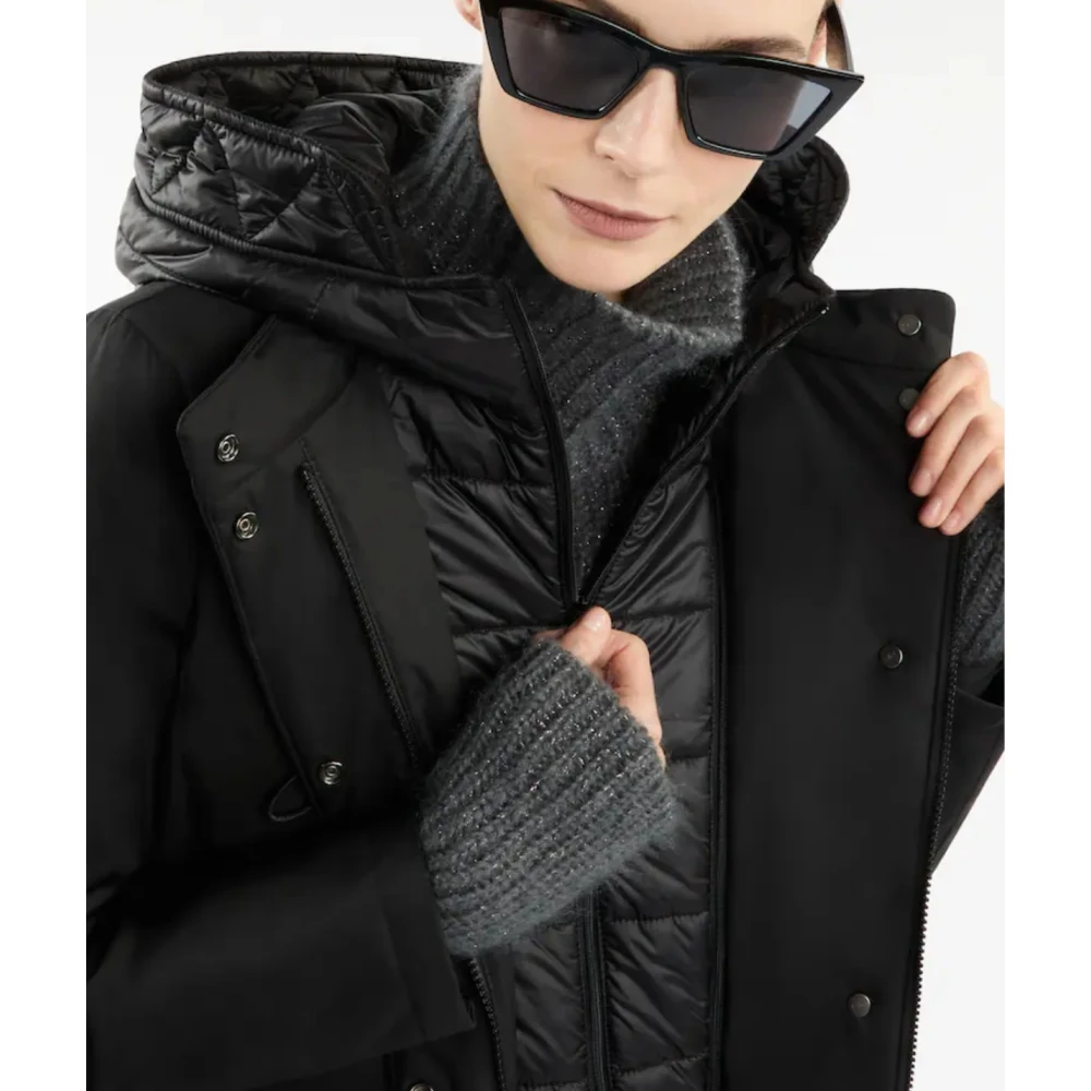 Fay Technische gabardine toggle jas Black Dames