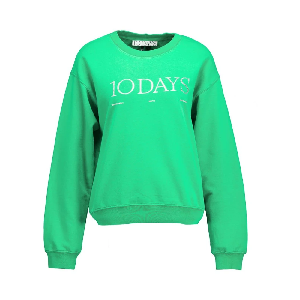 10Days Stijlvolle Logo Sweater in Groen Green Dames