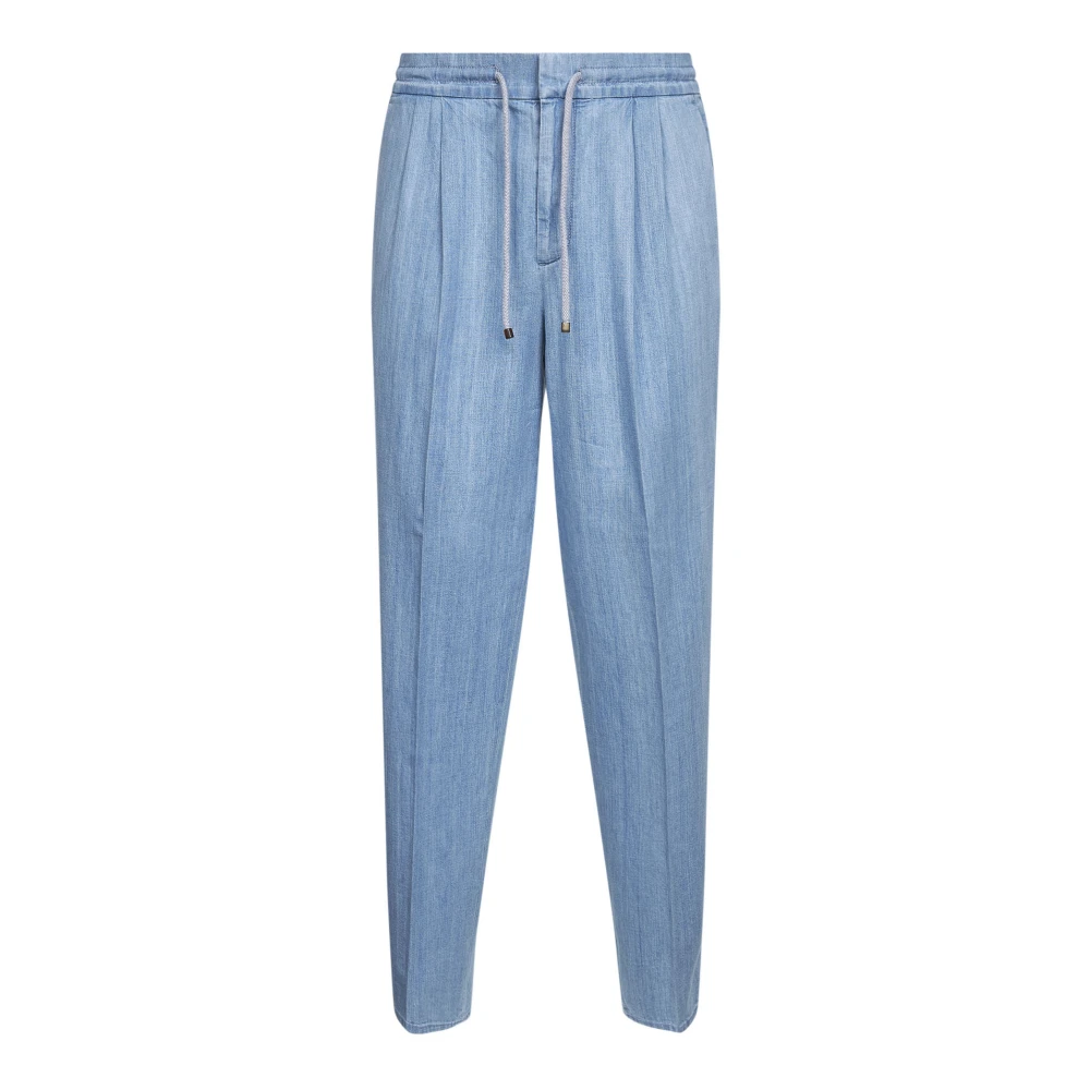Brunello Cucinelli Men's Blue Lightweight Denim Trousers