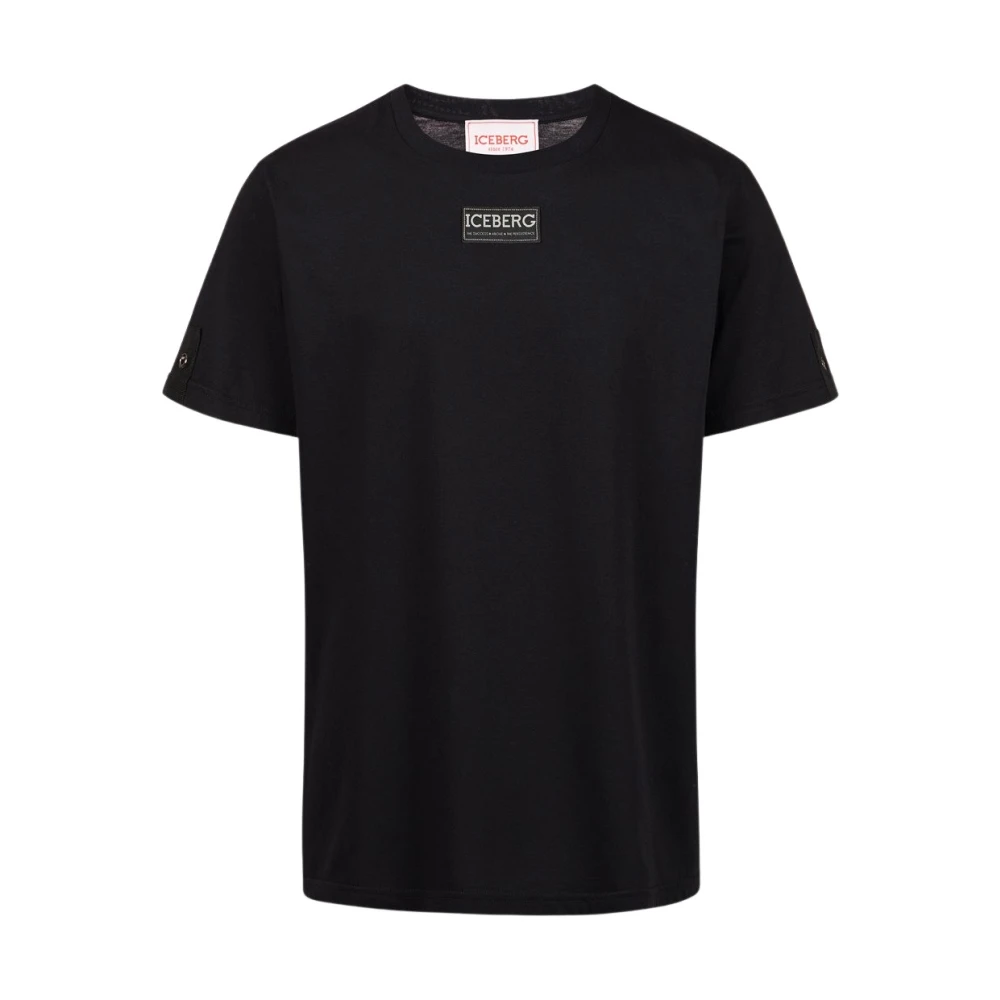 Iceberg Zwarte katoenen T-shirt met contraststofapplicaties Black Heren