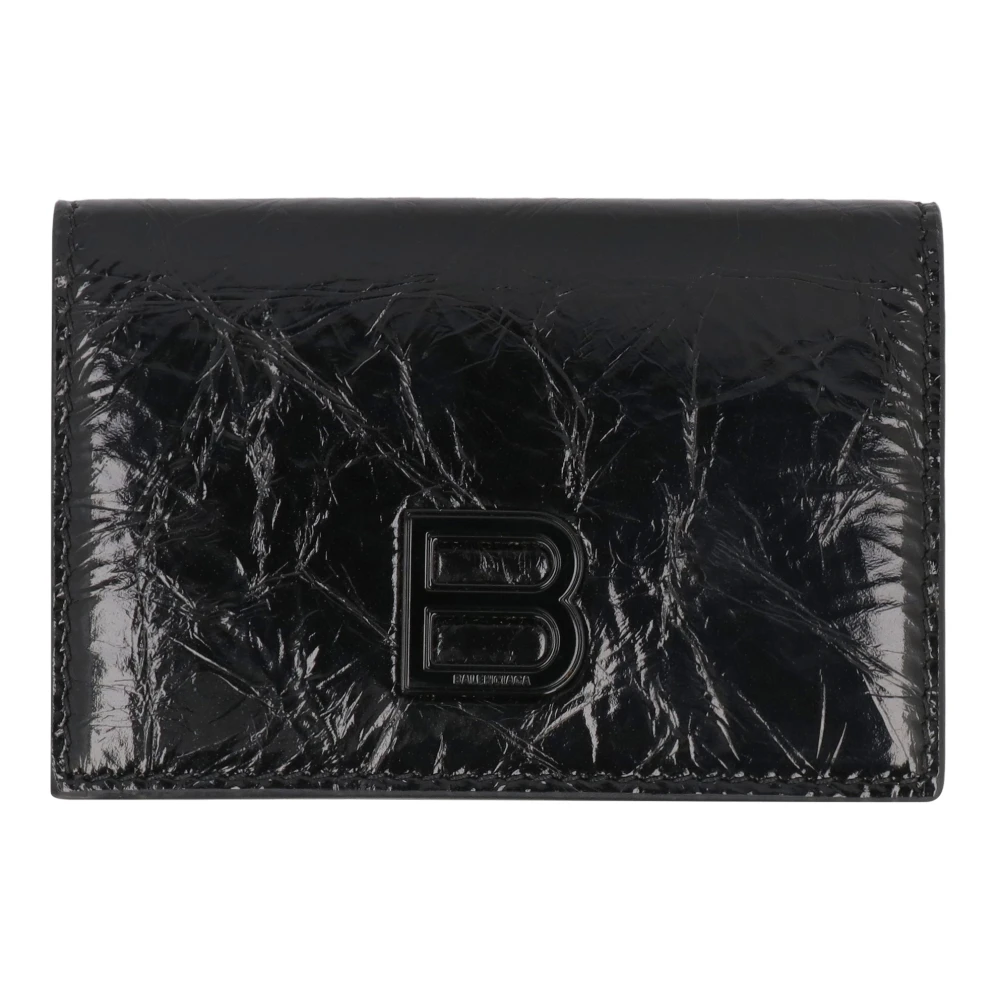 Balenciaga Leren Portemonnee met Drukknoop Black Dames