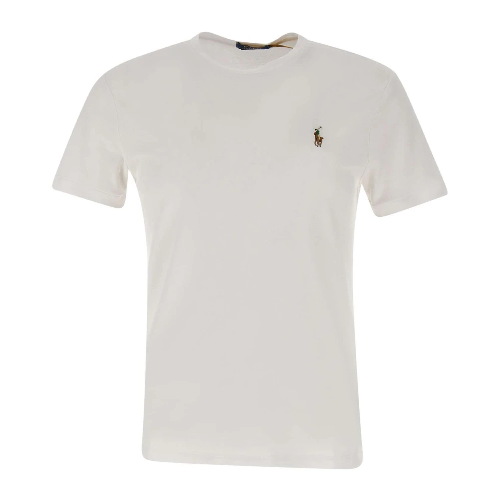 Polo Ralph Lauren Men's White T-Shirts, 2XL, Cotton T-Shirt With Embroidered Logo