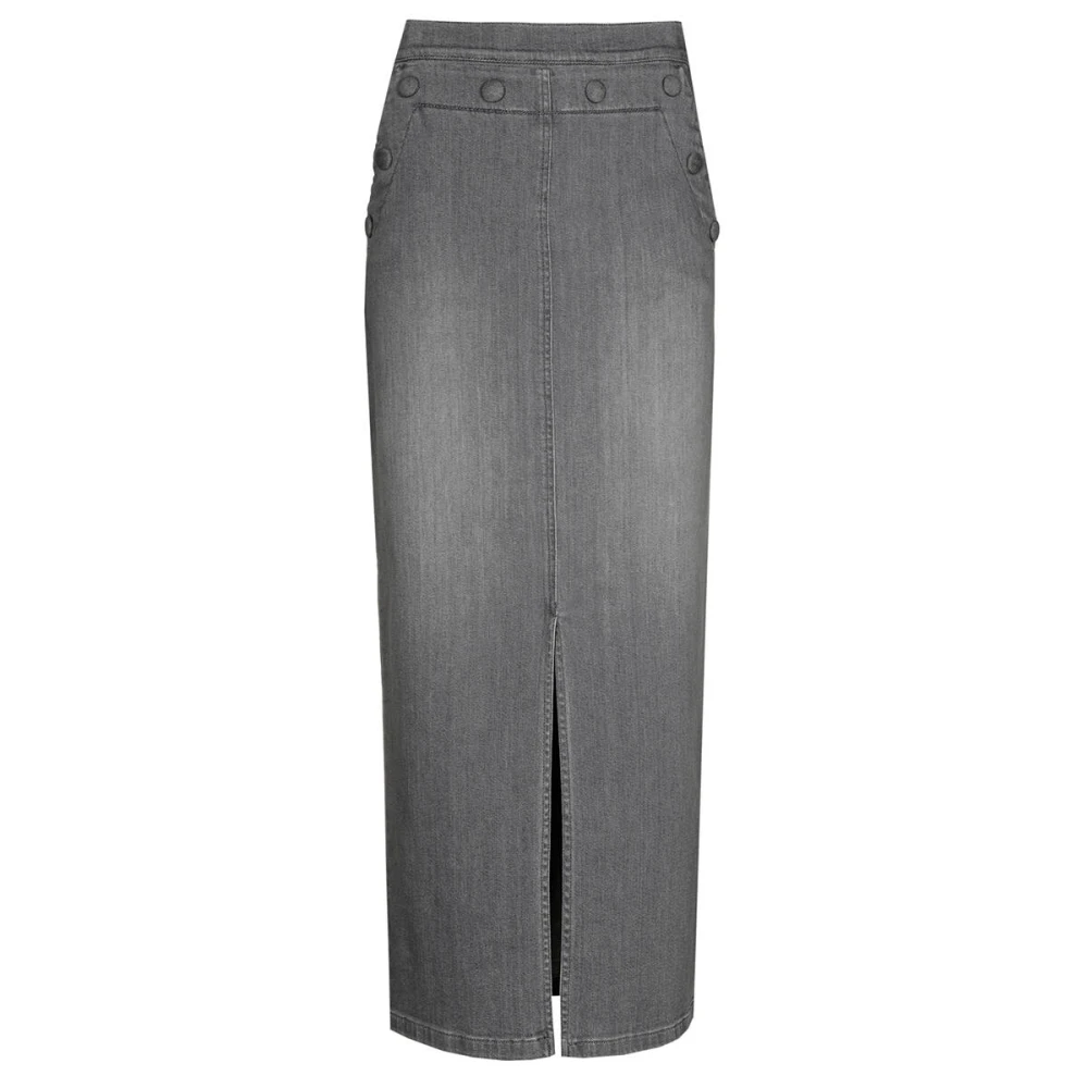 Caroline Biss Denim Midi Rok Comfortabele Stijl Gray Dames