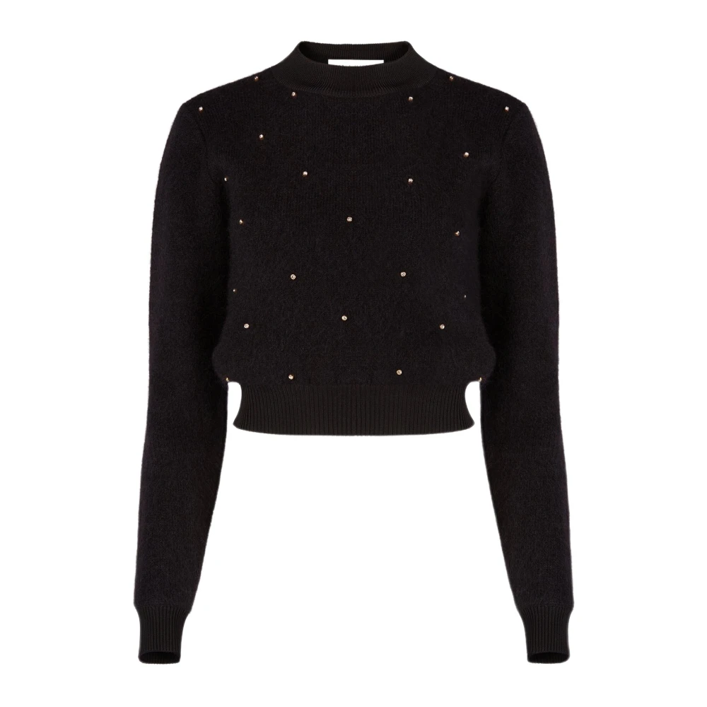 Nina Ricci Zwarte Mohair Trui met Gouden Studs Black Dames