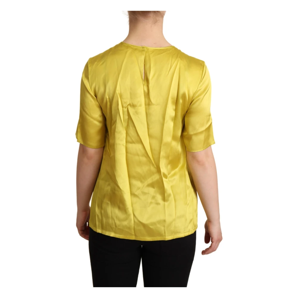 Dolce & Gabbana Elegante Zijden Blouse Geel Yellow Dames