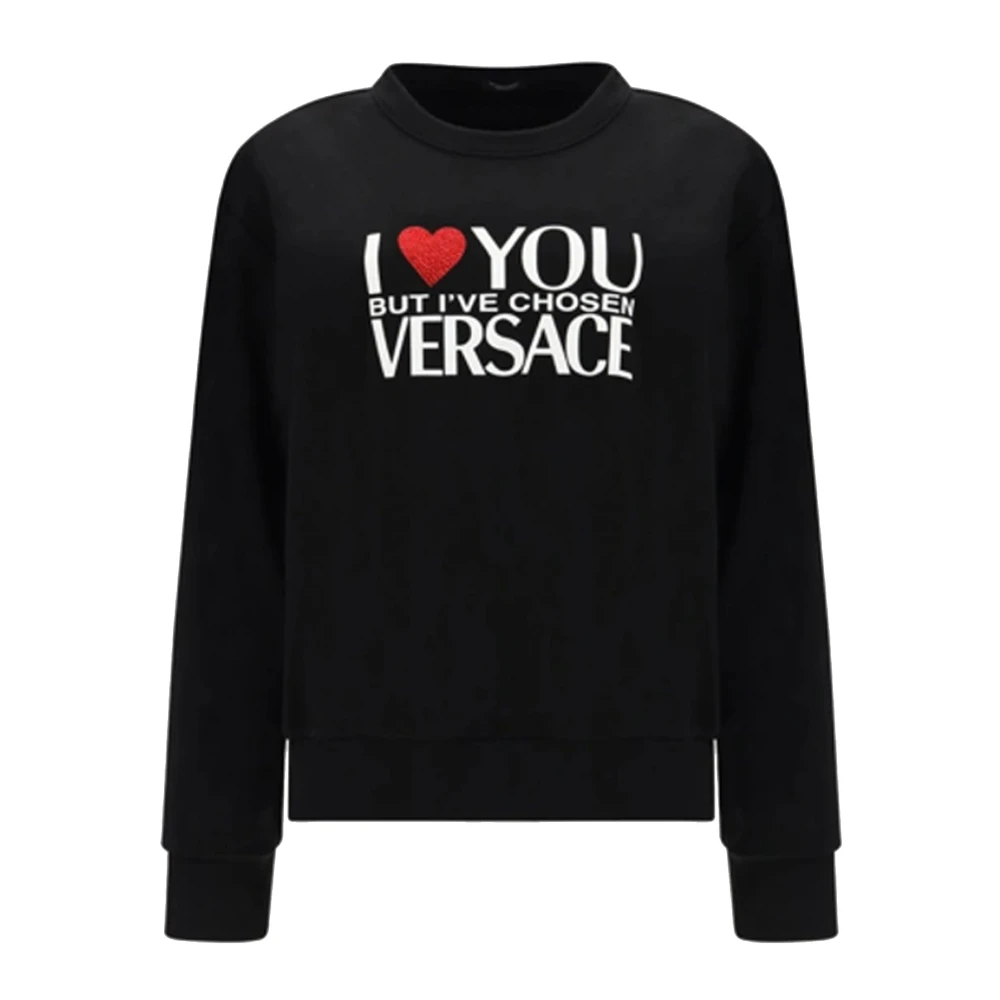 Versace Logo Katoenen Sweatshirt met Studs Black Dames