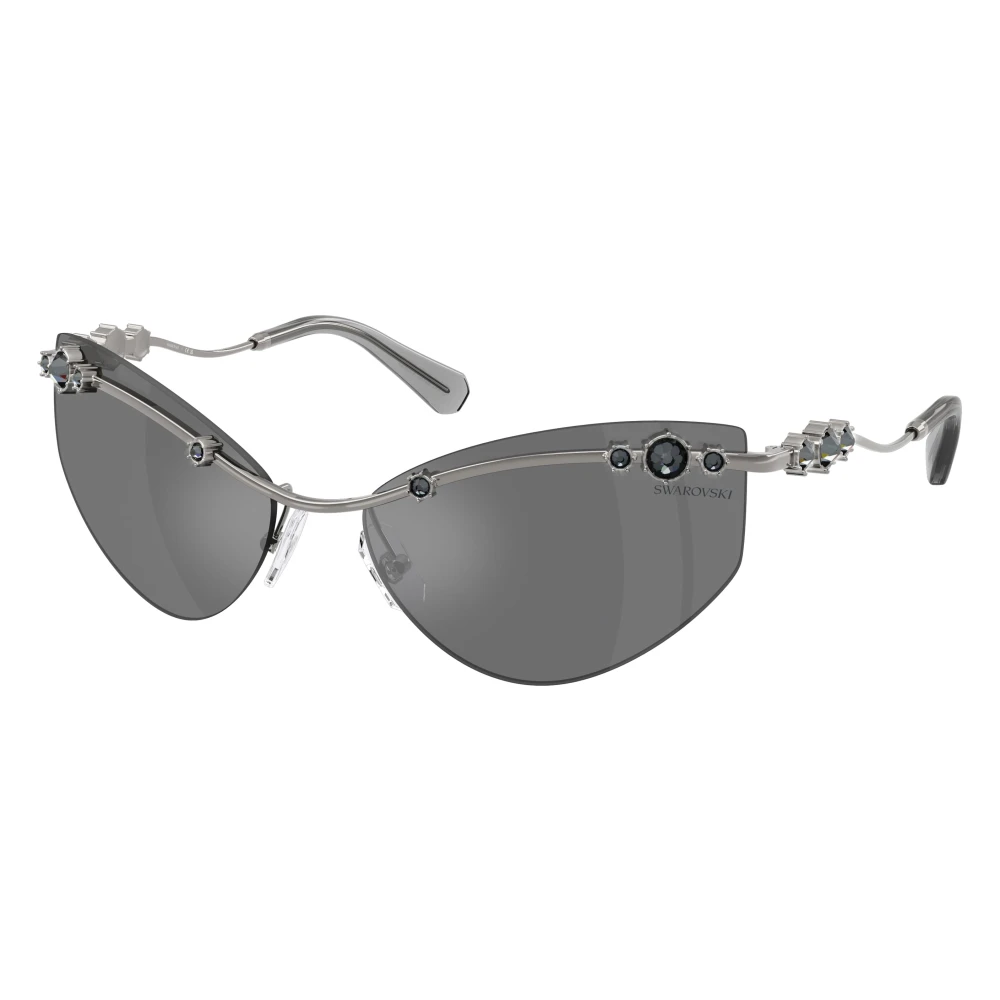 Swarovski Grey Sk7039 40096G Woman Sunglasses Metal Geometric Mirror - Image 3