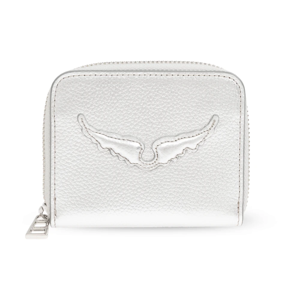 Zadig & Voltaire Zilver Metallic Leren Mini Portemonnee Gray Dames