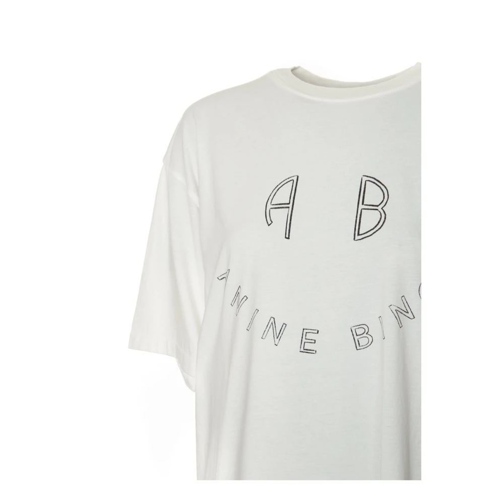 Anine Bing Oversized T-shirt met Smiley Print White Dames