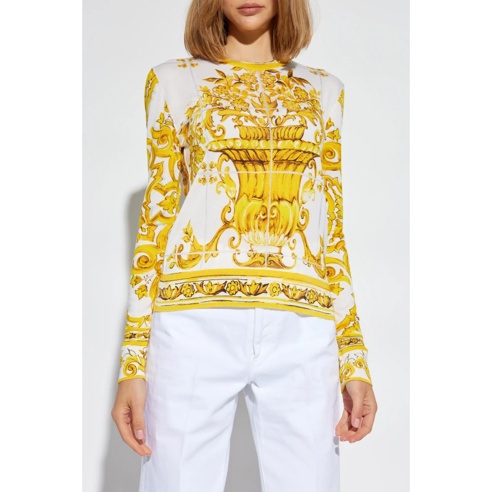 Dolce & Gabbana Trui met 'Majolica' print Yellow Dames