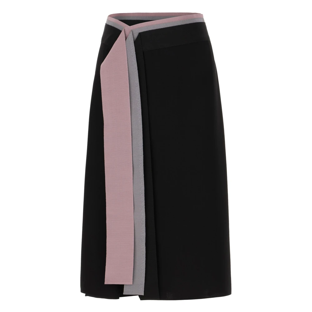 Fendi Zijden rok met contrasterend lint Black Dames