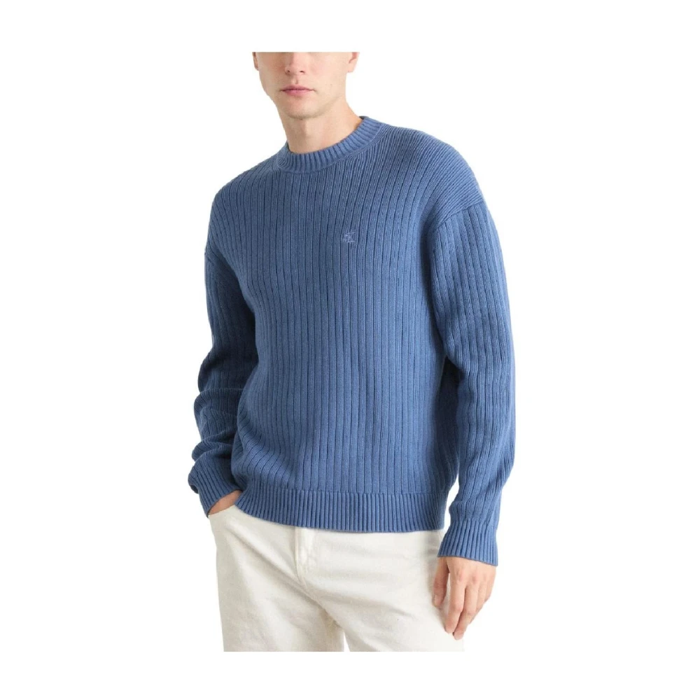 Calvin Klein Lineaire trui voor verfijnd comfort Blue Heren