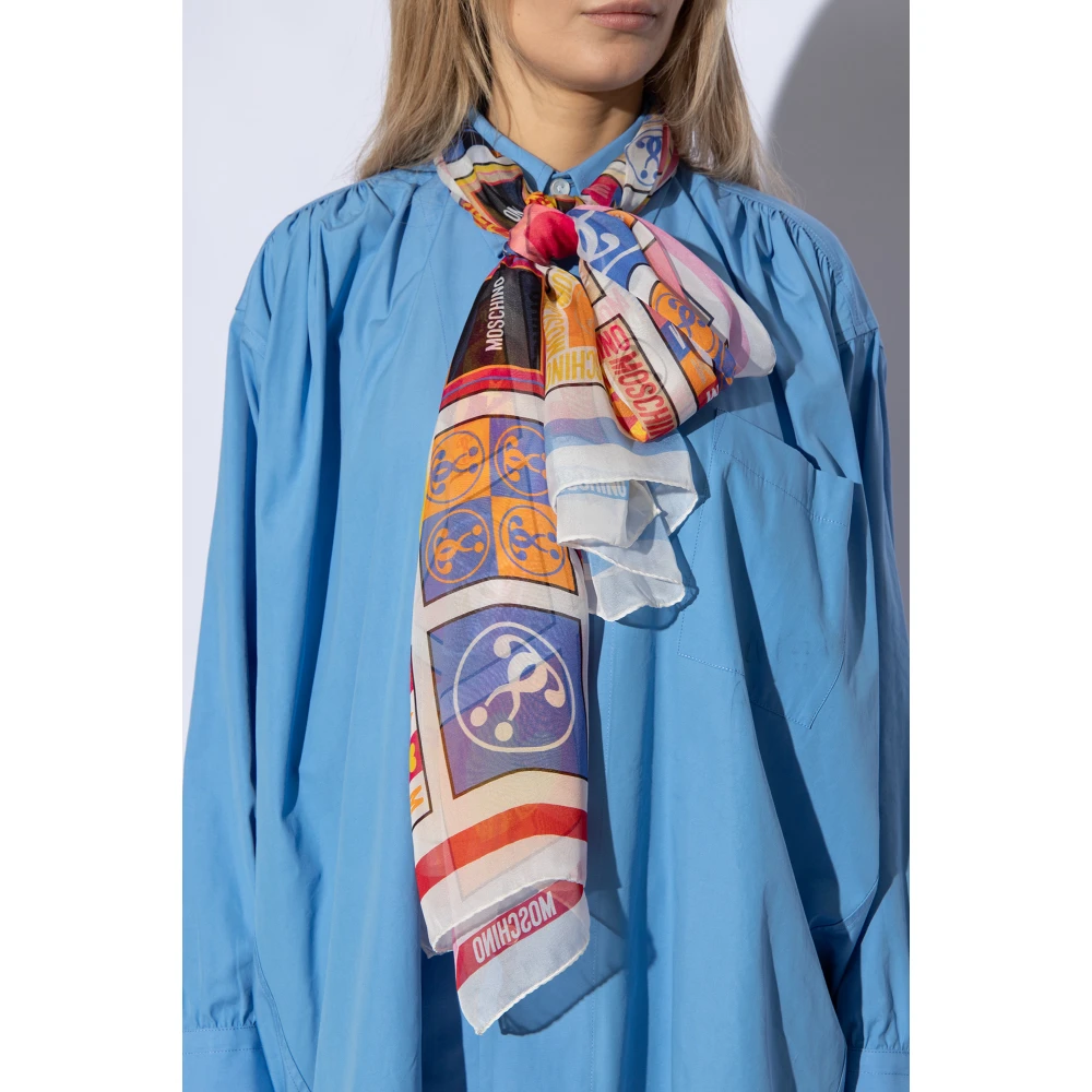 Moschino Bedrukte zijden sjaal Blue Dames