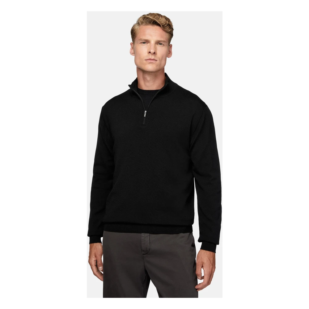 Boggi Milano Half Zip Jumper Brown Heren