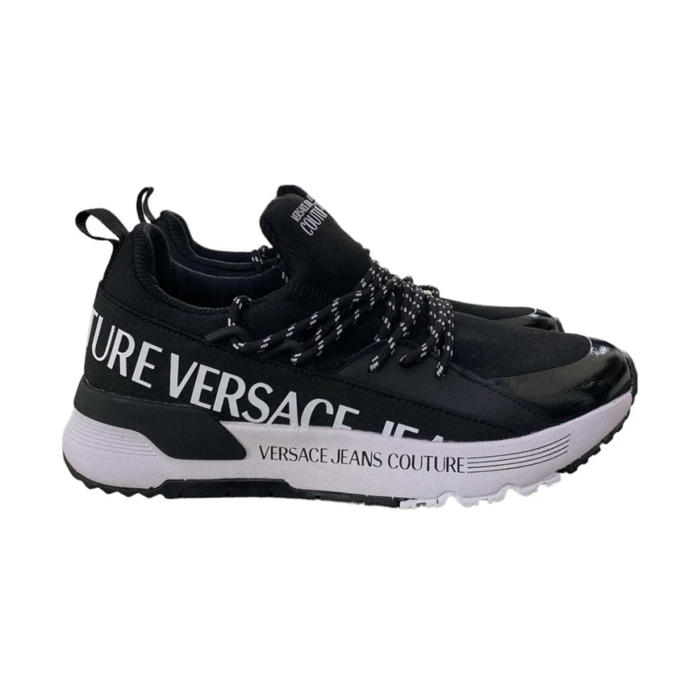 Versace Jeans Couture Men's Black Sneakers,, Logo Trainers For Size 5 Uk