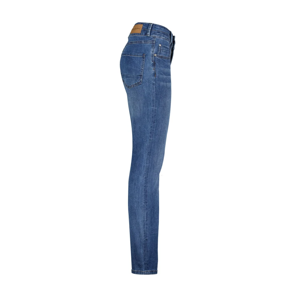 Red Button Donkere Slim Fit Jeans Blue Dames