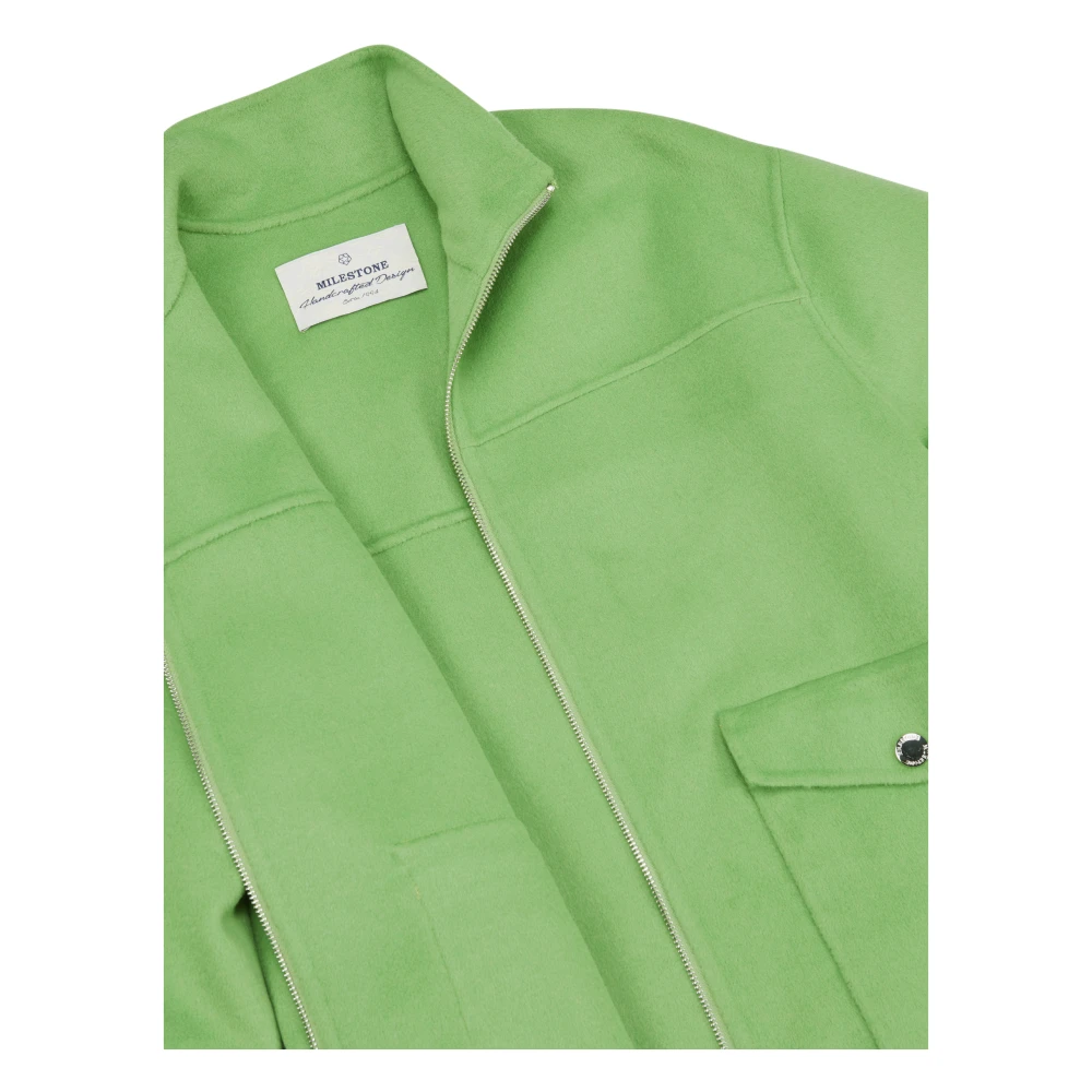 Milestone Doubleface Casual Jack met Opstaande Kraag Green Dames