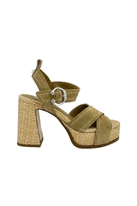 Brun läder högklackad sandal