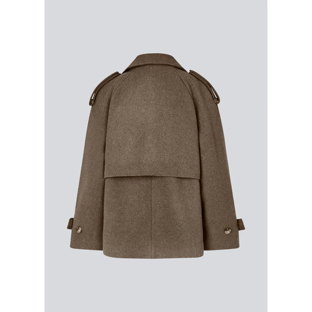 Modström Bruin wollen cropped double-breasted jas Brown Dames